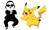 Psy getting caught by Picachu in Facebook as chat image