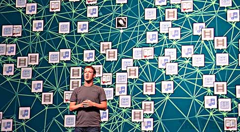 Mark Zukerberg presenting Facebook's Open Graph