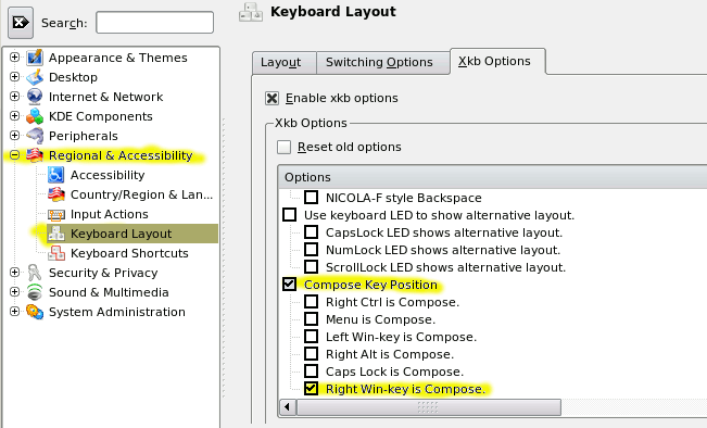 Compose key on KDE 3
