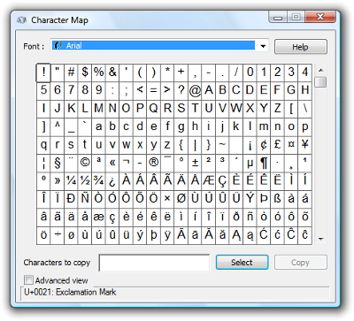 apple character map